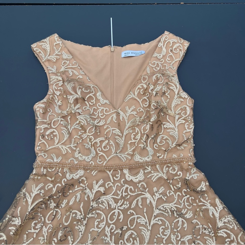 Mac Duggal Gold Sequin Dress